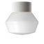 White porcelain light with glass globe for bathroom or outdoor use.
