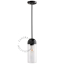 Black porcelain ceiling light with glass shade.
