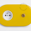 yellow flush mount outlet & two-way or simple switch – raw brass toggle