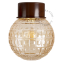Brown retro ceiling light with glass shade.