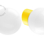 Yellow porcelain wall light with glass lampshade.