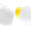 Yellow porcelain wall light with glass lampshade.
