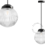 Black retro pendant light schoolhouse style with glass shade.