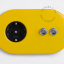 yellow wall outlet with double switch - nickel-plated pushbuttons