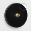 black push switch with gold colored raw brass push button