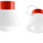 Porseleinen lamp in de kleur rood.