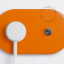 prise electrique orange avec un interrupteur va-et-vient en laiton nickele