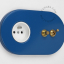 blue flush mount outlet & two-way or simple switch – raw brass toggle & pushbutton