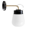 Retro black porcelain wall light with glass shade.