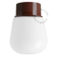 Brown retro ceiling light with glass shade.