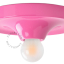 Rund lyserød lampe.