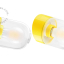 Yellow porcelain wall light with glass lampshade.