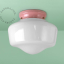 Pink porcelain Art Deco light with glass shade.