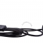 Black textile cable with type G plug and switch.