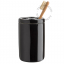 Black porcelain cup with 4-hole lid for toothbrush