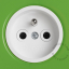 green wall outlet with double switch - nickel-plated pushbuttons