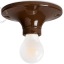 Rund lampe i brunt porcelæn.