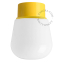 Yellow ceiling light with glass shade.
