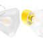 Yellow porcelain wall light with glass lampshade.