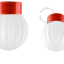 Porseleinen lamp in de kleur rood.