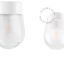 White porcelain lamp with glass lampshade.
