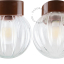 Lampe ronde en porcelaine marron.