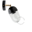Black porcelain adjustable wall light with glass shade.