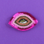 Pink eye brooch.