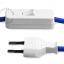 cable tissu cordon d'alimention textile bleu prise et interrupteur quincaillerie électrique