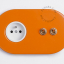 orange flush mount outlet & two-way or simple switch – double raw brass toggle
