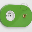 green flush mount outlet & two-way or simple switch – raw brass toggle