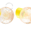 Yellow porcelain wall light with glass lampshade.