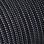 Black fabric cable with white dots.
