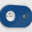 blue flush mount outlet & two-way or simple switch – nickel-plated toggle