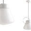 White porcelain pendant light with glass shade.