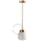 Retro brass pendant light with glass shade.