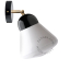 Black porcelain adjustable wall light with glass shade.