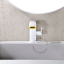 Colourful single-lever basin mixer.
