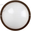 Round, brown bulkhead light.