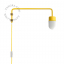 Lacquered lamp swivel rod yellow  brass and steel wall lamp.