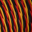 Red, yellow, black fabric twisted cable.