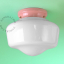 Lampe Art Deco en porcelaine rose avec globe en verre.