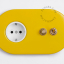 yellow flush mount outlet & two-way or simple switch – raw brass toggle & pushbutton