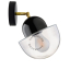 Black porcelain adjustable wall light with glass shade.