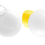 Yellow porcelain wall light with glass lampshade.