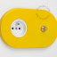 yellow flush mount outlet & switch – raw brass pushbutton