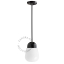 Black porcelain ceiling light with glass shade.