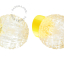 Yellow porcelain wall light with glass lampshade.
