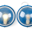 Blauwe, ronde lamp.