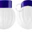 Niebieska lampa porcelanowa z kloszem.